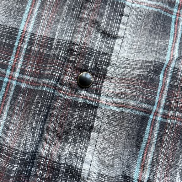 Wrangler Jeans Co Men X Large Plaid Western Shirt Pearl Snap Long Sleeve Gray - Picture 10 of 15